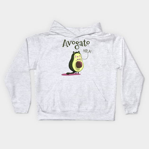 Avogato T-shirt Funny Avocado Cat Gift Kids Hoodie by Danielsmfbb